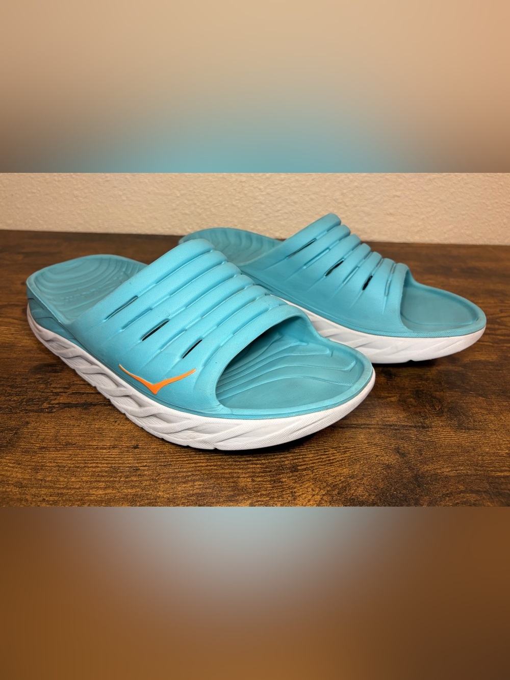 Hoka Mens 11 Ora Recovery Slide 2 Athletic Teal Blue Comfort Sandal